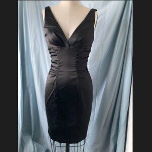 Jump Apparel Black Ruched Satin Cocktail Dress